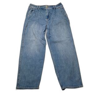 Pilcro Letterpress Pleated High Rise Wide Leg Jeans Pearl Buttons 32 Anthro